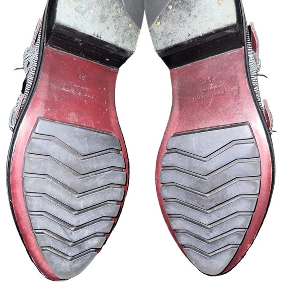 Womens Rag & Bone NY Konrad Monk Strap Embossed Leather Oxfords Gray/Black Sz 8 - Picture 6 of 13